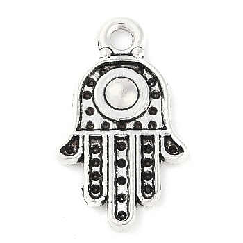 Hamsa Hand/Hand of Fatima/Hand of Miriam Tibetan Style Alloy Pendants, Cadmium Free & Lead Free, Antique Silver, 20x12x2mm, Hole: 2mm, about 1080pcs/1000g