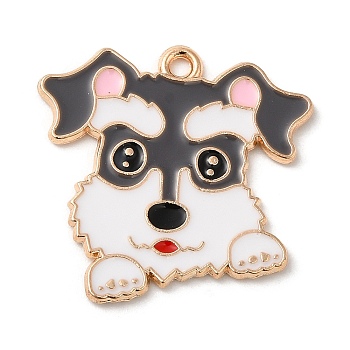 Alloy Pendant, with Enamel, Dog Charm, Ghost White, 23x24x1.4mm, Hole: 1.6mm