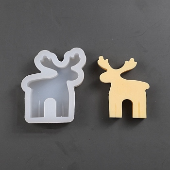 DIY Silicone Christmas Theme Candle Molds, for Scented Candle Making, Deer, 8x7x2.3cm