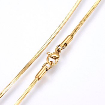 304 Stainless Steel Snake Chain Necklaces, with Lobster Claw Clasps, Golden, 17.7 inch(45cm), 1.5mm