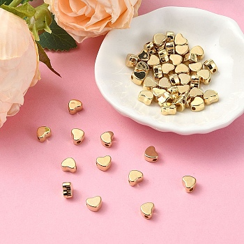 CCB Plastic Beads, Heart, Golden, 6x7x3.5mm, Hole: 1.8mm