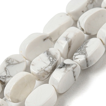 Natural Howlite Beads Strands, Flat Oval, 6~6.5x4~4.5x2.5mm, Hole: 0.6mm, about 64pcs/strand, 15.94''(40.5cm)
