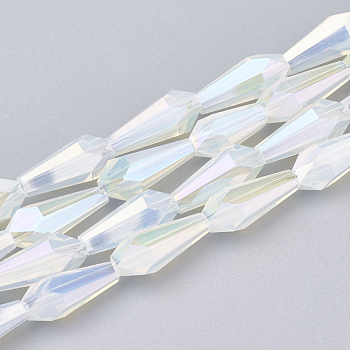 Electroplate Glass Beads Strands, Imitation Jade Glass, Faceted, Vase, Clear, 14x6x6mm, Hole: 1.2mm, about 50pcs/strand, 27.1 inch