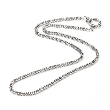 304 Stainless Steel Diamond Cut Chunky Curb Chains, Cuban Link Chains Necklaces, with Spring Ring Clasps, Stainless Steel Color, 18-1/2 inch(47cm)