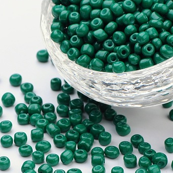 Baking Paint Glass Seed Beads, Teal, 6/0, 4~5x3~4mm, Hole: 1~2mm, about 4500pcs/bag