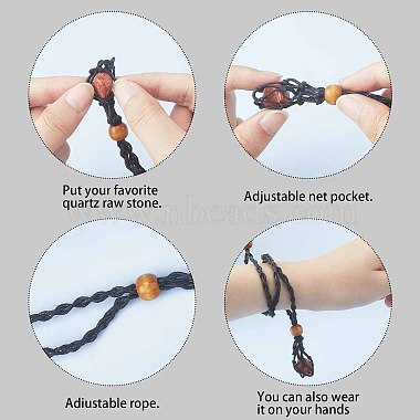 Adjustable Braided Waxed Cord Macrame Pouch Necklace Making(MAK-WH0008-02B)-5