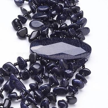 Synthetic Blue Goldstone Multi-strand Necklaces(NJEW-G910-15)-3