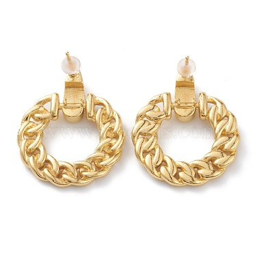 Brass Dangle Stud Earrings(EJEW-A056-12G)-2