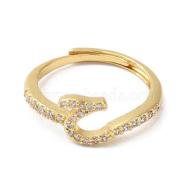 Rack Plating Brass Cubic Zirconia Arabic Letters Adjustable Rings for Women(RJEW-S407-10G-13)-2