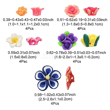 20шт. 5 цветочные бусины ручной работы из полимерной глины(CLAY-YW0001-76)-3