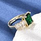 Brass Pave Cubic Zirconia Cuff Open Rings(CU-CBA5C10-11G)-2