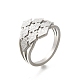 Textured Rhombus 304 Stainless Steel Finger Ring for Women(RJEW-L126-06B-P)-4