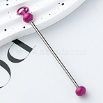 Iron Bar Beadable Keychain for Jewelry Making DIY Crafts, Platinum, Fuchsia, 7.8cm(IFIN-SZC0005-01A-11)