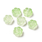 Transparent Spray Painted Glass Beads, Plum Blossom Flower, Pale Green, 10x11x4mm, Hole: 1mm(GLAA-I050-02B)