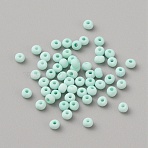 Opaque Glass Seed Beads, Round Hole, Frosted Colours, Round, Turquoise, 3~3.5x2~2.5mm, Hole: 0.9~1mm, about 660pcs/bag(SEED-CJC0001-01B)