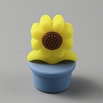 Sunflower Silicone Beads, Cornflower Blue, 30x19x18mm, Hole: 2.2mm(SIL-WH0008-40H)