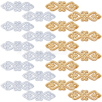 20Pcs 2 Colors Embroidery Iron on/Sew on Polyester Ribbon Patches, Hollow Trim for Costume Accessories, Mixed Color, 40x125x1mm, 20pcs/set(PATC-FG0002-68)