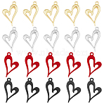 32Pcs 4 Colors Alloy Penants, Heart, Mixed Color, 24x14x2.5mm, Hole: 1.6mm, 8pcs/color(FIND-FH0008-23)