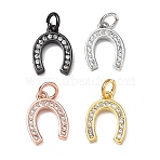 CZ Brass Micro Pave Cubic Zirconia Horse Shoe Charms, Mixed Color, 13x9x2mm, Hole: 3.2mm, Jump Ring: 5x0.9mm(ZIRC-L018-13)