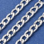 304 Stainless Steel Cuban Link Chains, Unwelded, with Spool, Silver, 9x6x1.5mm(SA-CBA4160-17S)