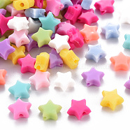 Opaque Acrylic Beads, Star, Mixed Color, 8x9x3.5mm, Hole: 1.6mm(X-MACR-S373-29A)
