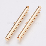 Brass Slide On End Clasp Tubes, Slider End Caps, Light Gold, 6x40x4mm, Hole: 1x3mm, Inner Diameter: 3mm(KK-Q747-11I-KC)