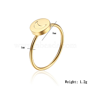 Stylish Stainless Steel Flat Round with Moon Ring for Women's Daily Wear, Golden(GH9687-1)