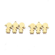 201 Stainless Steel Pendants, Girl, Real 18K Gold Plated, 16x27x1mm, Hole: 1.4mm(STAS-N091-154LG)