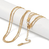 304 Stainless Steel Tiered Necklaces, 3 Layer Necklaces for Women, Real 18K Gold Plated, 17.13 inch(43.5cm)(NJEW-L180-01G-02)