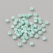 Opaque Glass Seed Beads, Round Hole, Frosted Colours, Round, Turquoise, 3~3.5x2~2.5mm, Hole: 0.9~1mm, about 660pcs/bag(SEED-CJC0001-01B)