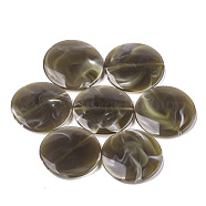 Acrylic Beads, Imitation Gemstone Style, Flat Round, Coffee, 32x6mm, Hole: 1.6mm, about 140pcs/500g(OACR-T008-01E)