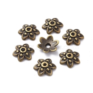 Tibetan Style Bead Caps, Lead Free, Cadmium Free and Nickel Free, Antique Bronze, 9mm in diameter, 3mm thick, hole: 1mm(X-MLF0626Y-NF)