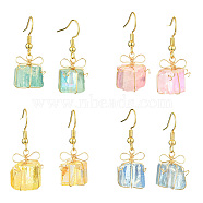 4 Pairs Natural Quartz Dangle Earrings for Women, Gift, Golden, Mixed Color, 32x19mm(EJEW-TA00561)