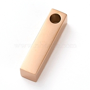 304 Stainless Steel Pendant, Bar/Rectangle, Rose Gold, 20x5x5mm, Hole: 3mm(STAS-A048-02B-RG)