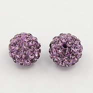 Polymer Clay Rhinestone Beads, Pave Disco Ball Beads, Grade A, Round, PP9, Light Amethyst, PP9(1.5~1.6mm), 6mm, Hole: 1.2mm(RB-A053-6mm-10)