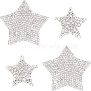 Star Shape Glass Rhinestone Car Stickers, for Decorate Cars Bumper Window Laptops Luggage, Crystal, 47x50x1.5mm, 24x25x1.5mm, 2sets/box(RB-FH0001-001)