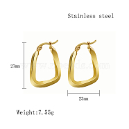 Stainless Steel Hoop Earrings for Women, Real 18K Gold Plated, Twist, 27x23mm(QX9021-4)
