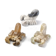 Natural Cherry Blossom Agate Carved Healing Scorpion Figurines, Reiki Stones Statues for Energy Balancing Meditation Therapy, 45~48x34~44x30~37mm(DJEW-M008-01G)