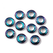 Electroplate Glass Linking Rings, Crystal Cosmic Ring, Prism Ring, Faceted, Back Plated, Round Ring, Blue, 20x5~5.5mm, Inner Diameter: 11mm(GLAA-A008-04B-02)