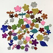Foam Sticker, with Glitter Powder, Flower, Mixed Color, 14~36x14.5~38x2mm(DIY-WH0023-05C)