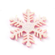 Snowflake Felt Fabric Christmas Theme Decorate, with Glitter Gold Powder, for Kids DIY Hair Clips Make, Lavender Blush, 3.6x3.15x0.25cm(DIY-H111-B10)