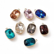 K9 Glass Pendants, Oval Rectangle Charms, Faceted, with Light Gold Tone Brass Findings, Mixed Color, 22.5x14.5x10mm, Hole: 1.8mm(GLAA-A005-36KCG)