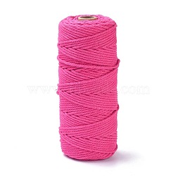 Cotton String Threads, for DIY Crafts, Gift Wrapping and Jewelry Making, Deep Pink, 3mm, about 109.36 Yards(100m)/Roll(OCOR-F014-01N)