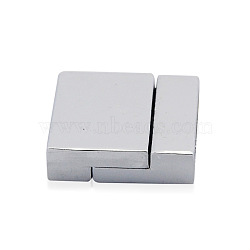 Nickel Free & Lead Free Platinum Alloy Rectangle Magnetic Clasps, Long-Lasting Plated, 24x21x5.5mm, Hole: 3x21mm(PALLOY-J377-43P-NR)
