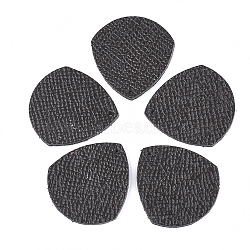 Eco-Friendly Cowhide Pendants, teardrop, Black, 34x31.5x2mm, Hole: 1.5mm(FIND-T045-25A)