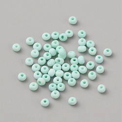 Opaque Glass Seed Beads, Round Hole, Frosted Colours, Round, Turquoise, 3~3.5x2~2.5mm, Hole: 0.9~1mm, about 660pcs/bag(SEED-CJC0001-01B)