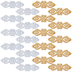 20Pcs 2 Colors Embroidery Iron on/Sew on Polyester Ribbon Patches, Hollow Trim for Costume Accessories, Mixed Color, 40x125x1mm, 20pcs/set(PATC-FG0002-68)