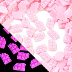 Luminous Resin Imitation Chocolate Decoden Cabochons, Glow in the Dark, Pink, Triangle, 8.5x11.5x3mm(RESI-K036-28F-05)