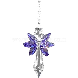 Glass Angel Pendant Decorations, Hanging Suncatchers, for Home Decoration, Dark Orchid, 180~200mm(HJEW-PW0002-03E)