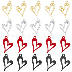 32Pcs 4 Colors Alloy Penants, Heart, Mixed Color, 24x14x2.5mm, Hole: 1.6mm, 8pcs/color(FIND-FH0008-23)